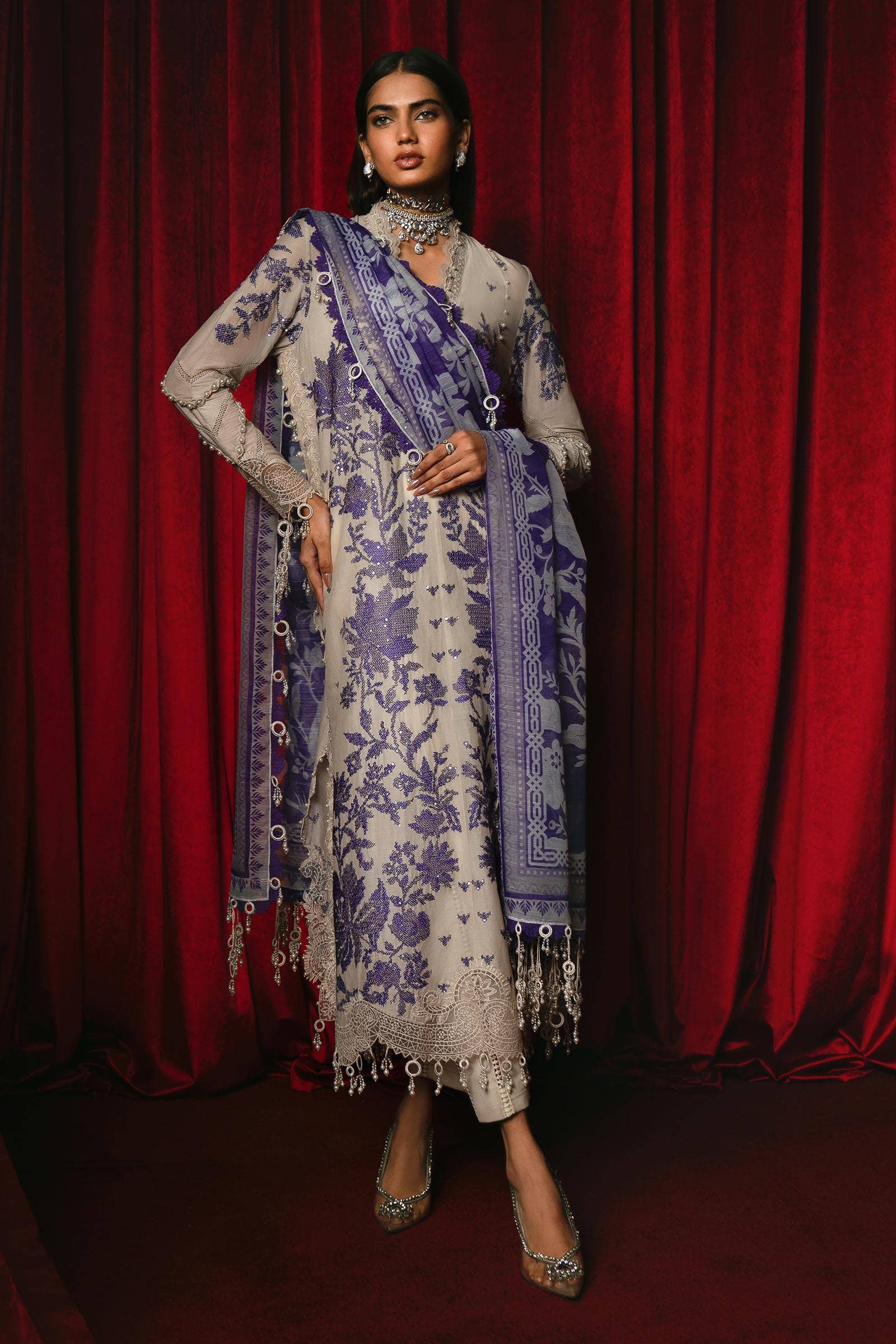 Sana Safinaz | Luxury Collection 24 | L241-008B-3CV - House Of Hania