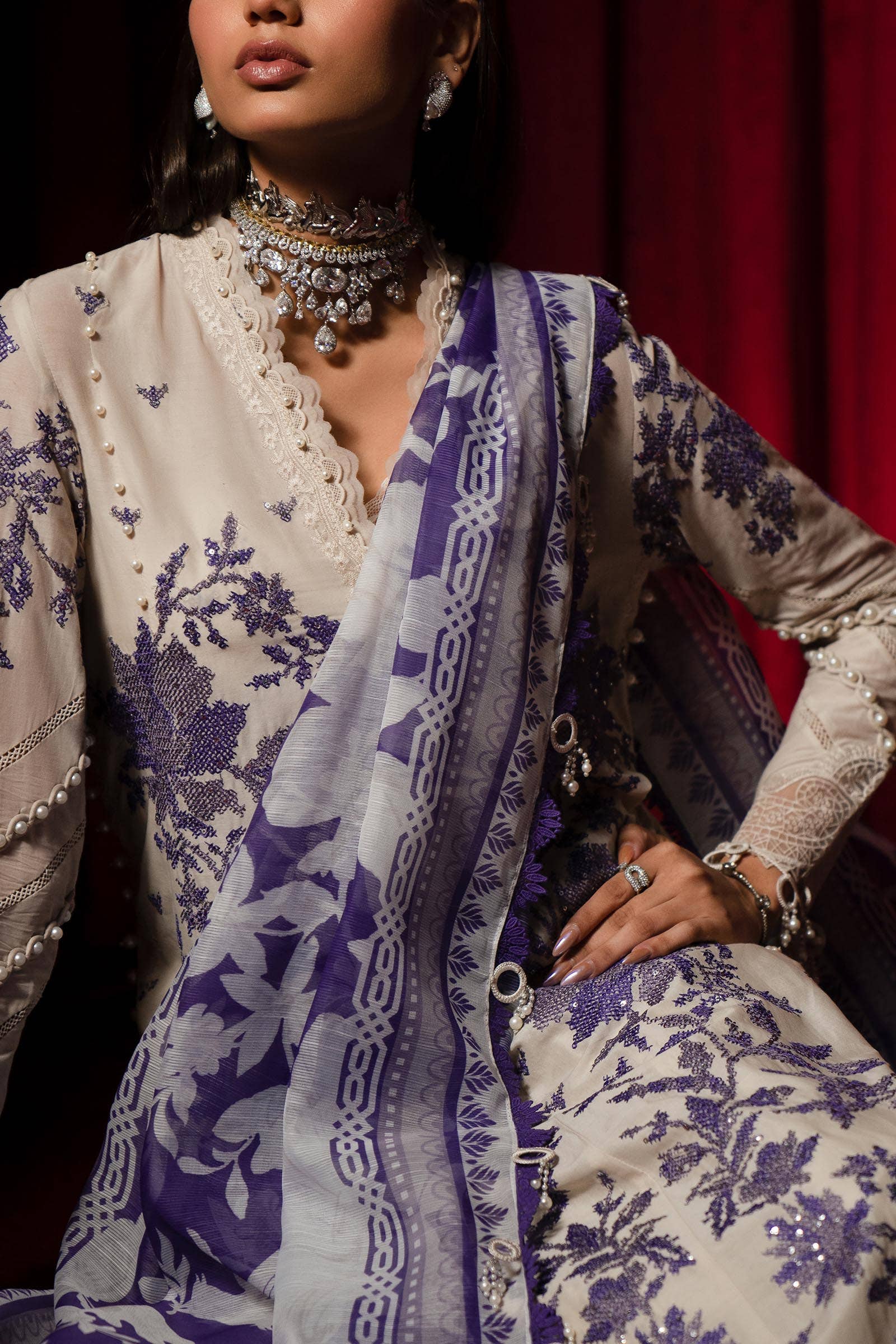 Sana Safinaz | Luxury Collection 24 | L241-008B-3CV - House Of Hania