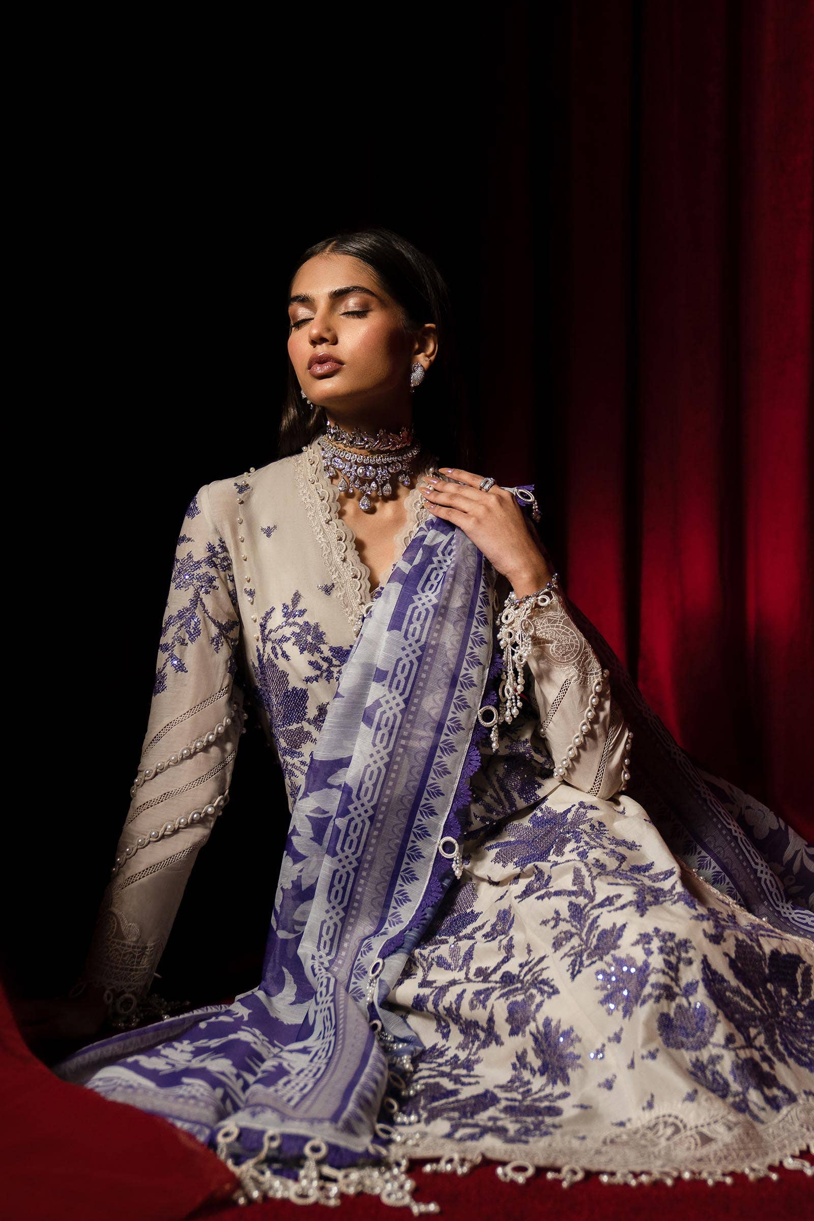 Sana Safinaz | Luxury Collection 24 | L241-008B-3CV - House Of Hania