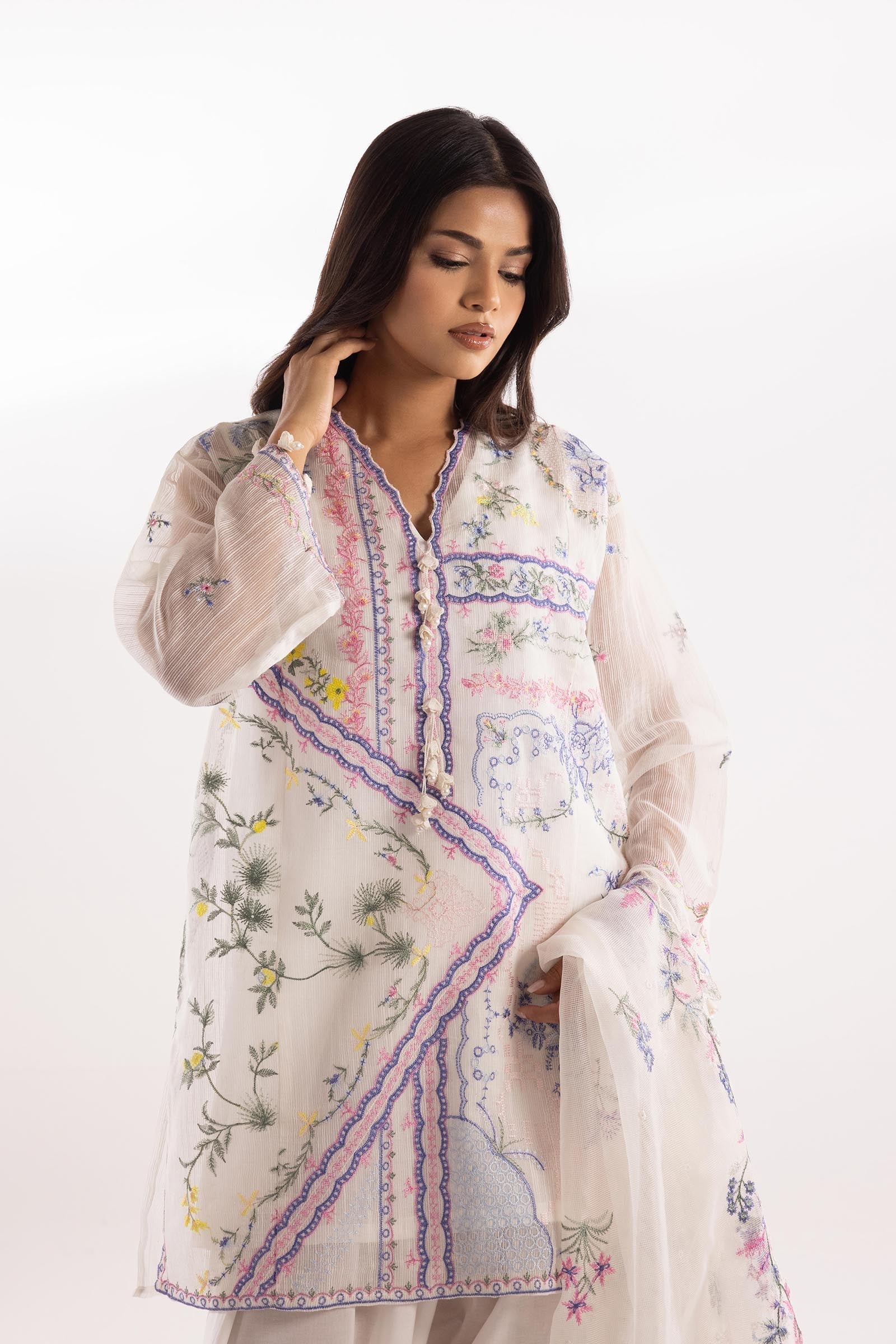 Sana Safinaz | Luxury Pret | Lawn Muzlin Suit SC26MUZ214BP3 - House Of Hania