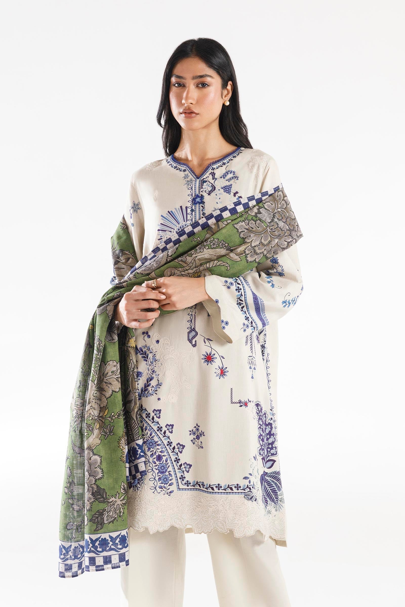 Sana Safinaz | Luxury Pret | Muzlin Linen Suit FW25MUZ020BP3 - House Of Hania