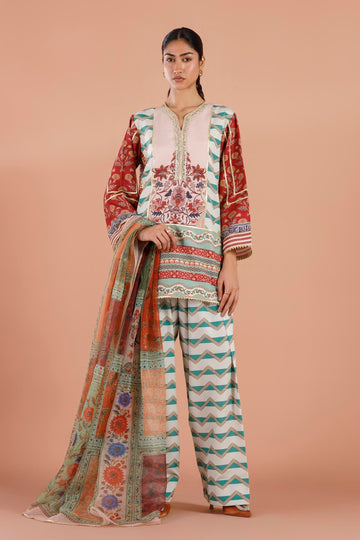 Sana Safinaz | Luxury Pret | Raw Silk Suit SS26EXE604P3 - House Of Hania