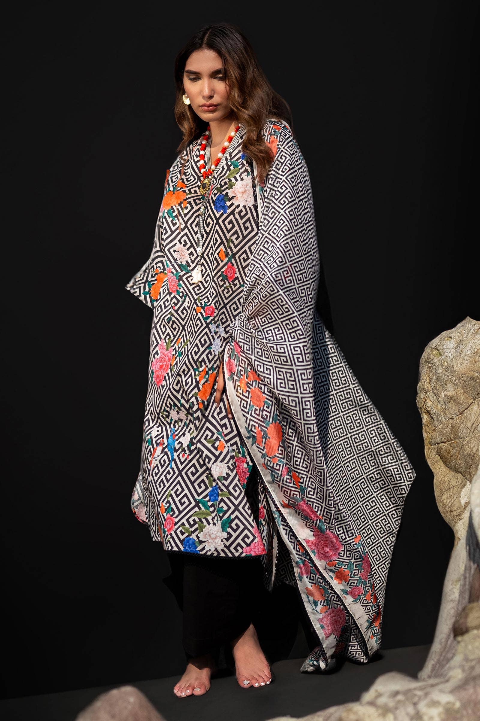 Sana Safinaz | Mahay Spring 24 | H241-013A-2BK - House Of Hania