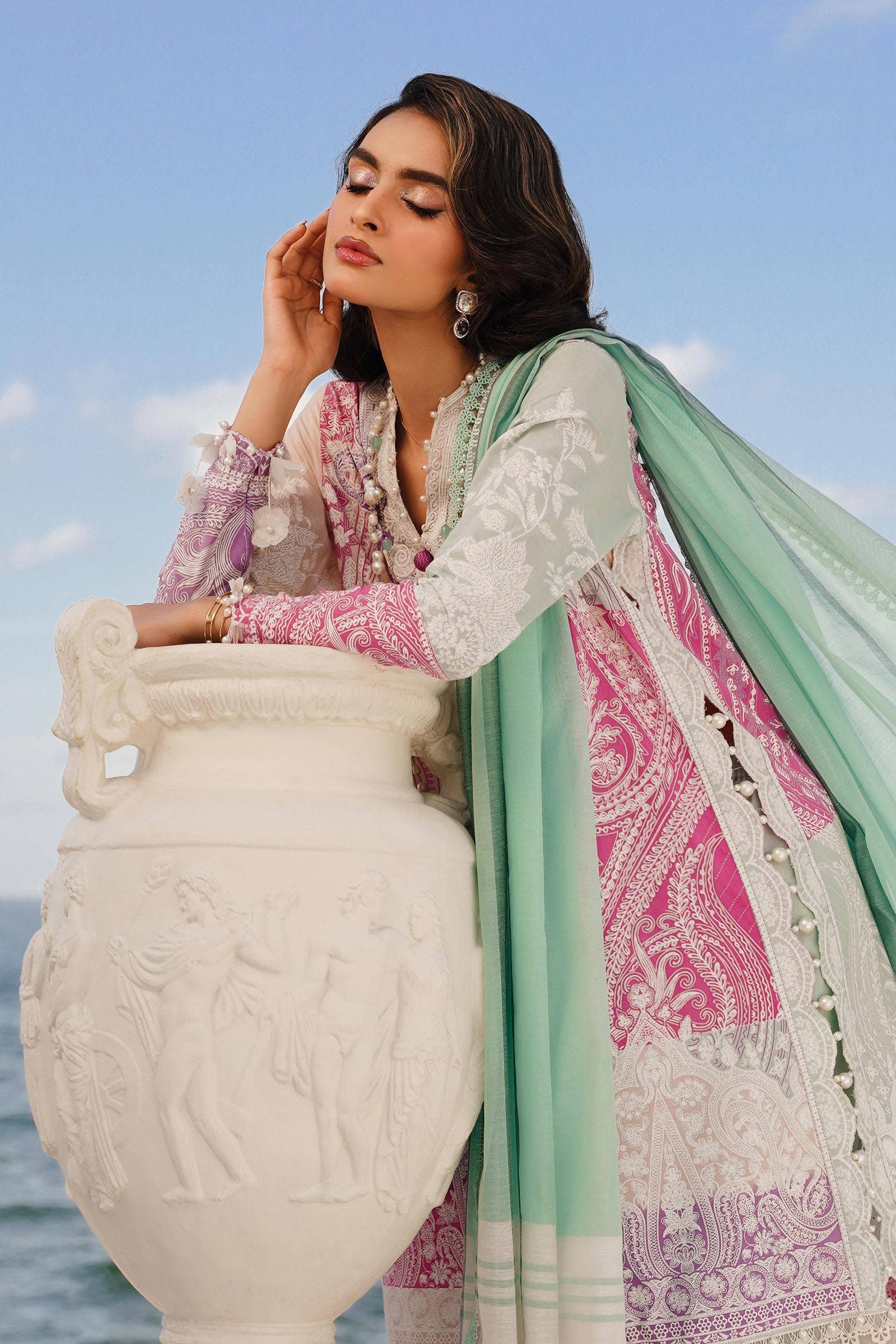 Sana Safinaz | Muzlin Spring 24 | M241-015B-DG - House Of Hania