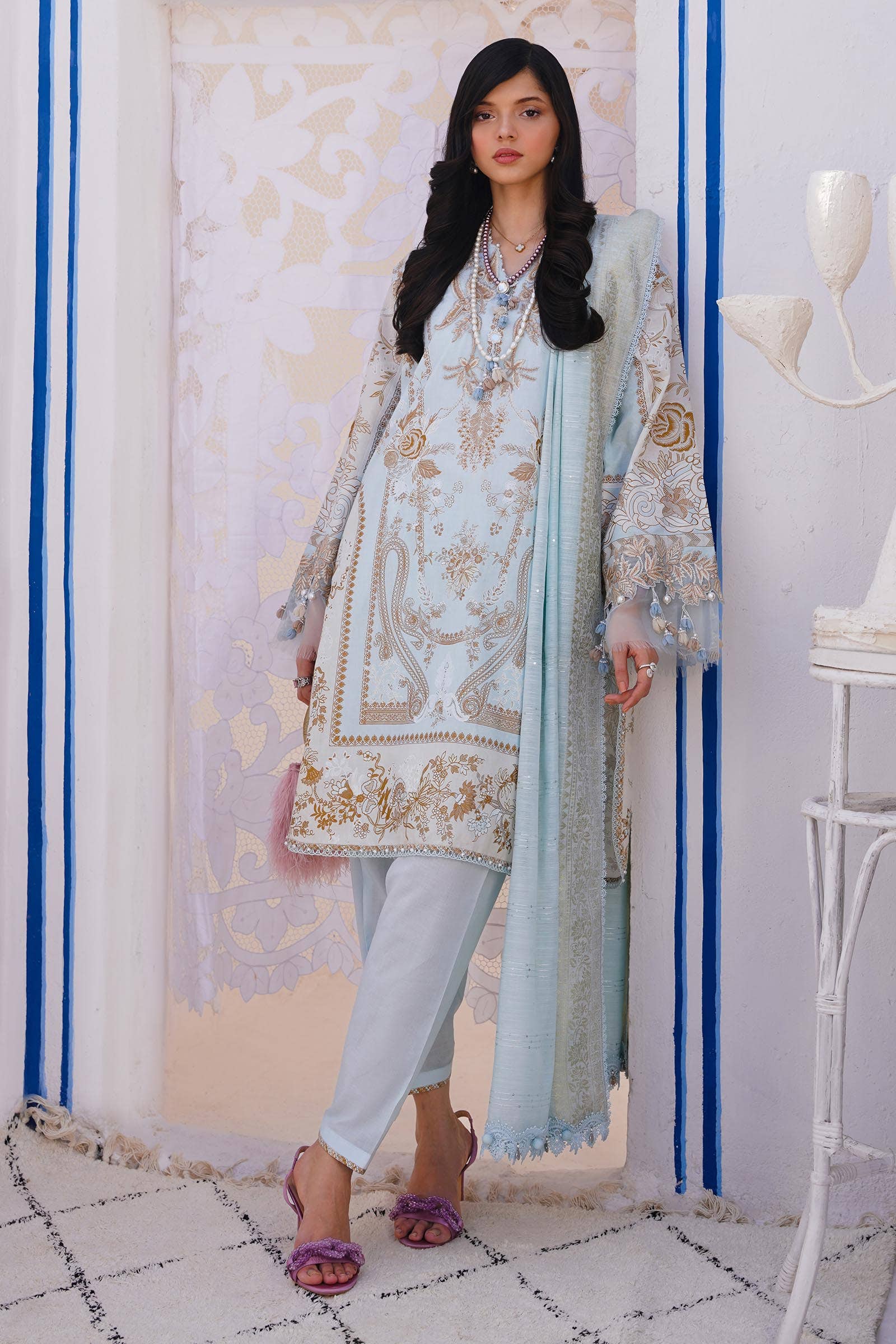Sana Safinaz | Muzlin Spring 24 | M241-018B-CM - House Of Hania