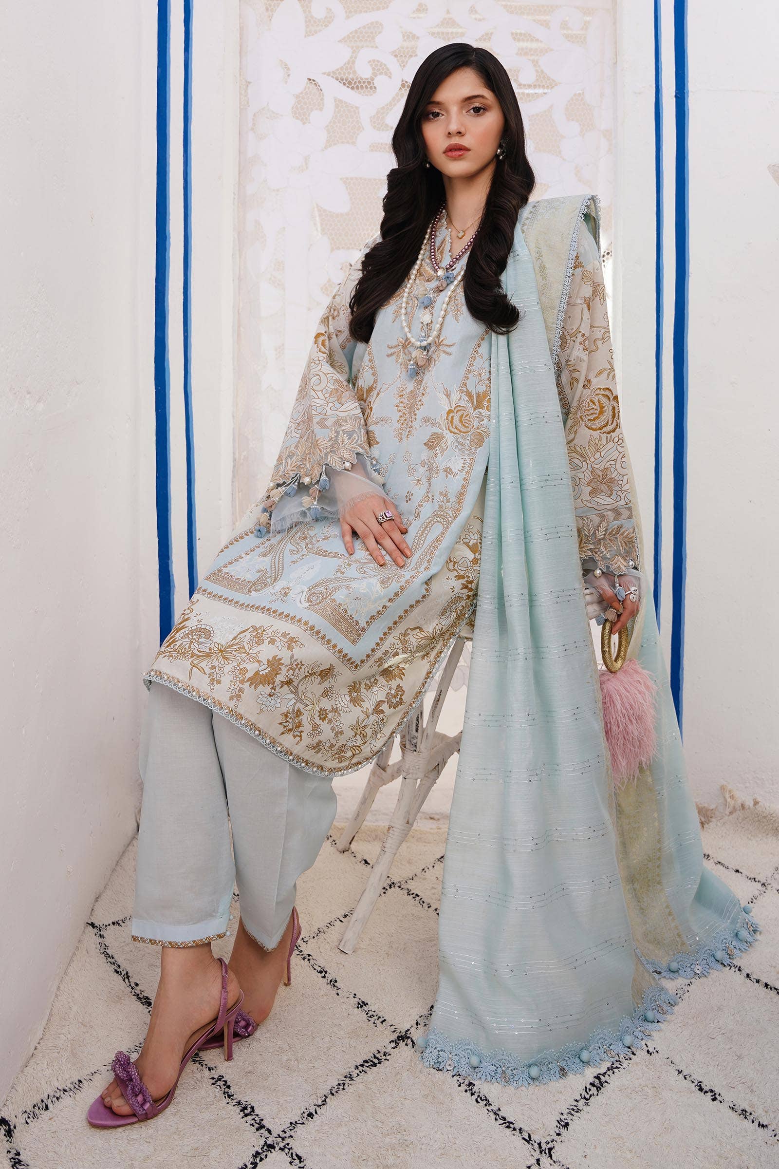 Sana Safinaz | Muzlin Spring 24 | M241-018B-CM - House Of Hania