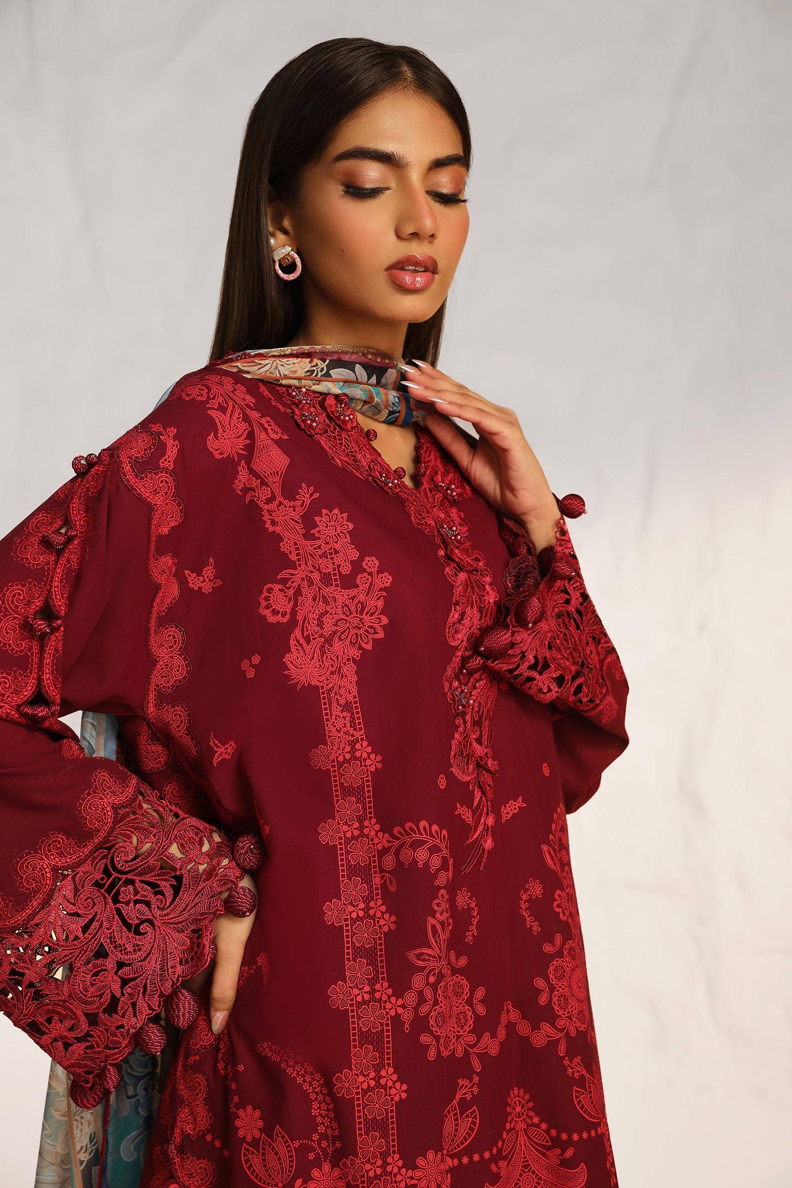 Sana Safinaz | Muzlin Summer 24 | 008B-CK - House Of Hania