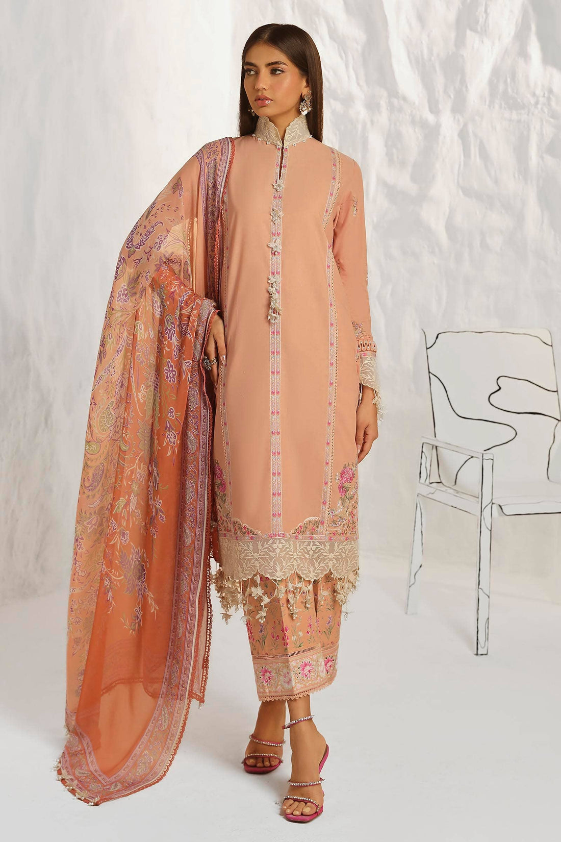 Sana Safinaz | Muzlin Summer 24 | 014B-CJ - House Of Hania