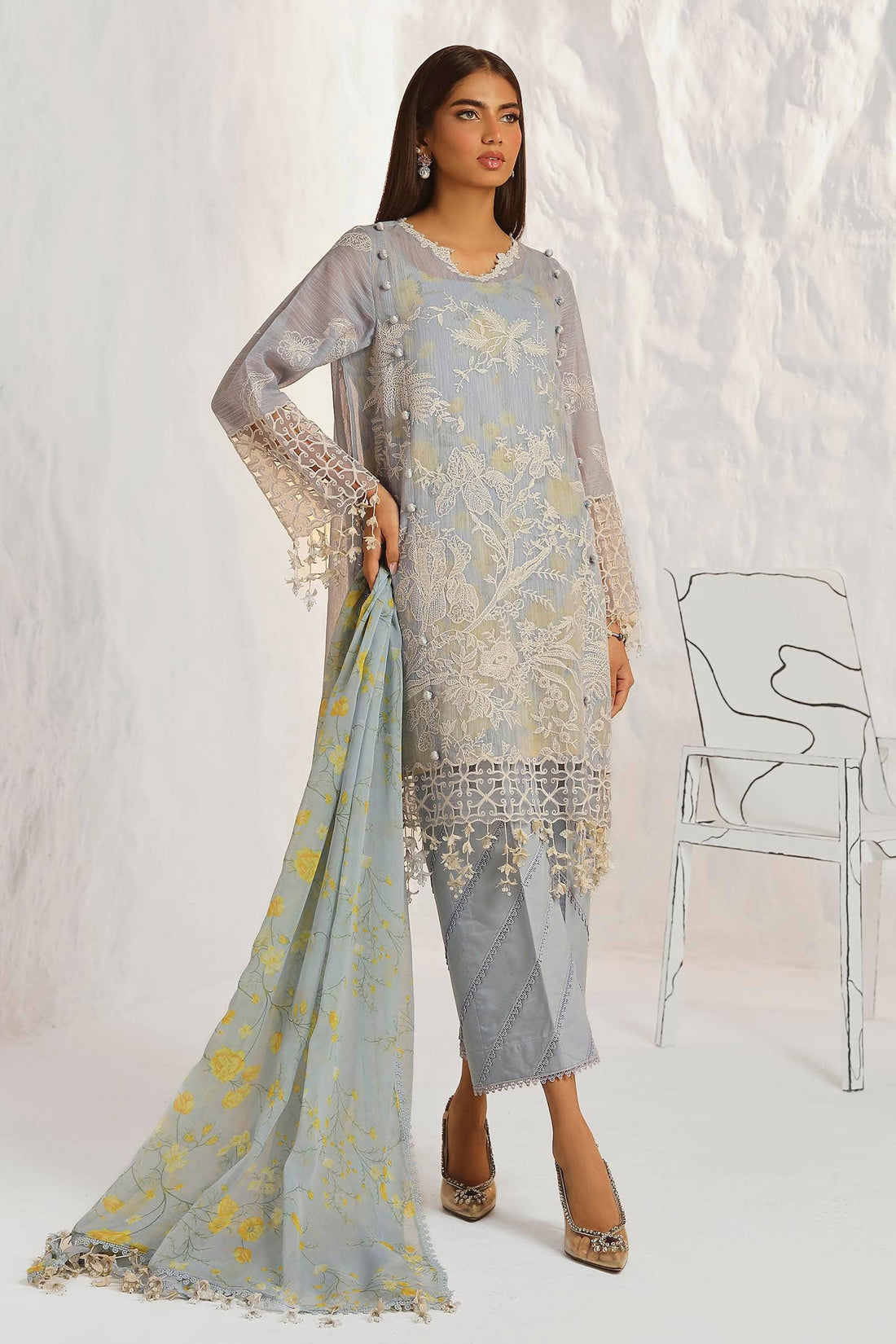 Sana Safinaz | Muzlin Summer 24 | 016A-CJ - House Of Hania