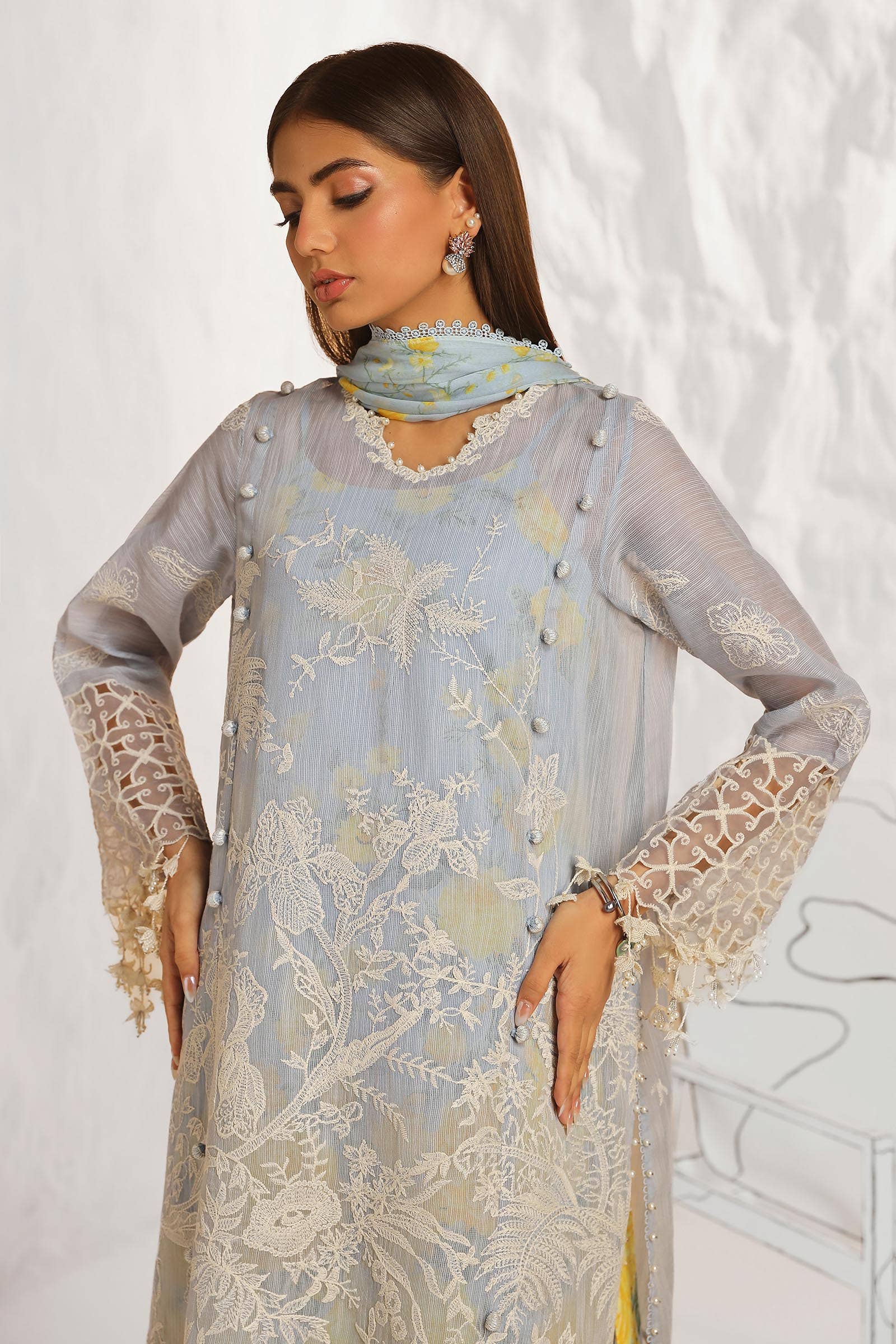 Sana Safinaz | Muzlin Summer 24 | 016A-CJ - House Of Hania