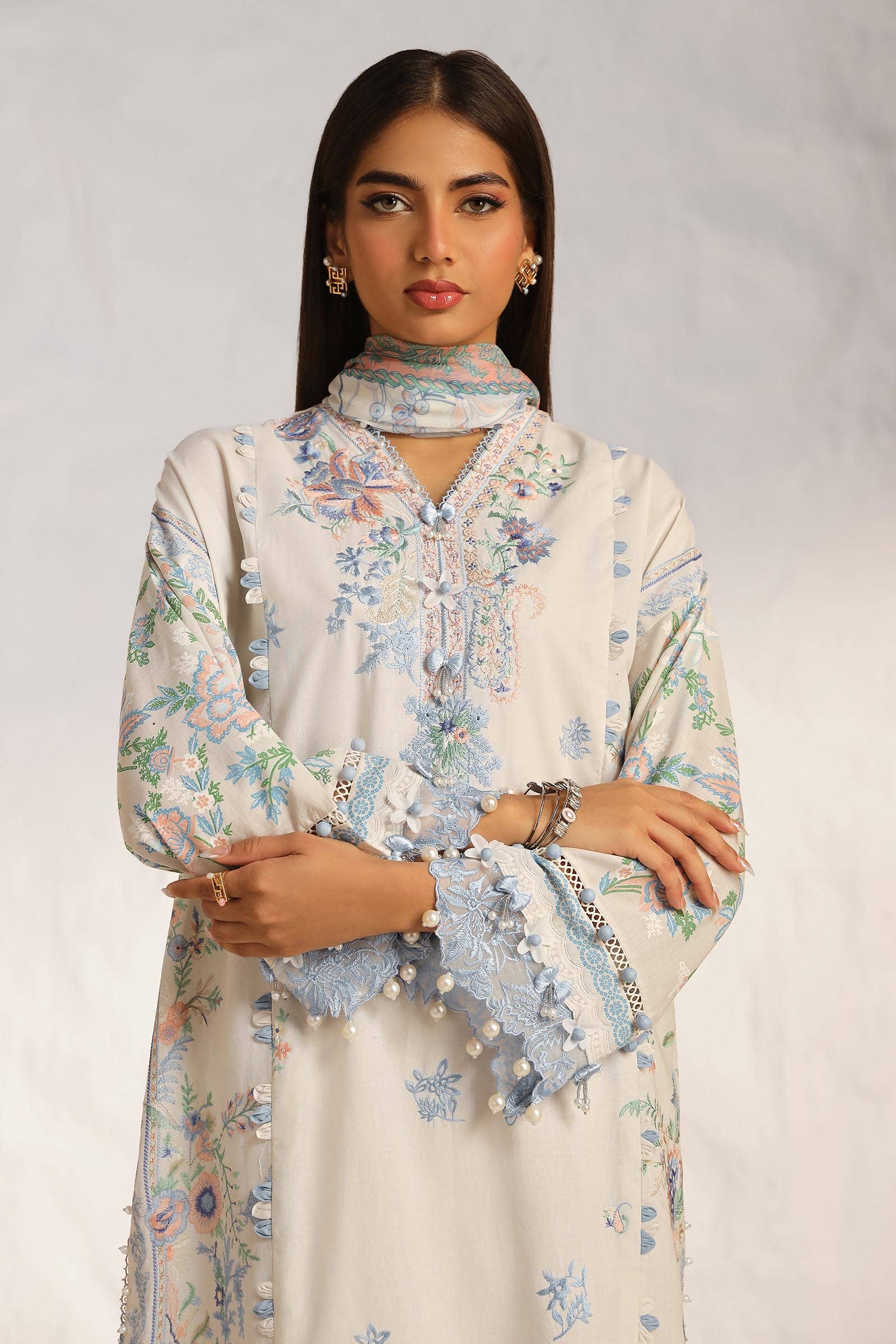 Sana Safinaz | Muzlin Summer 24 | 019A-CJ - House Of Hania
