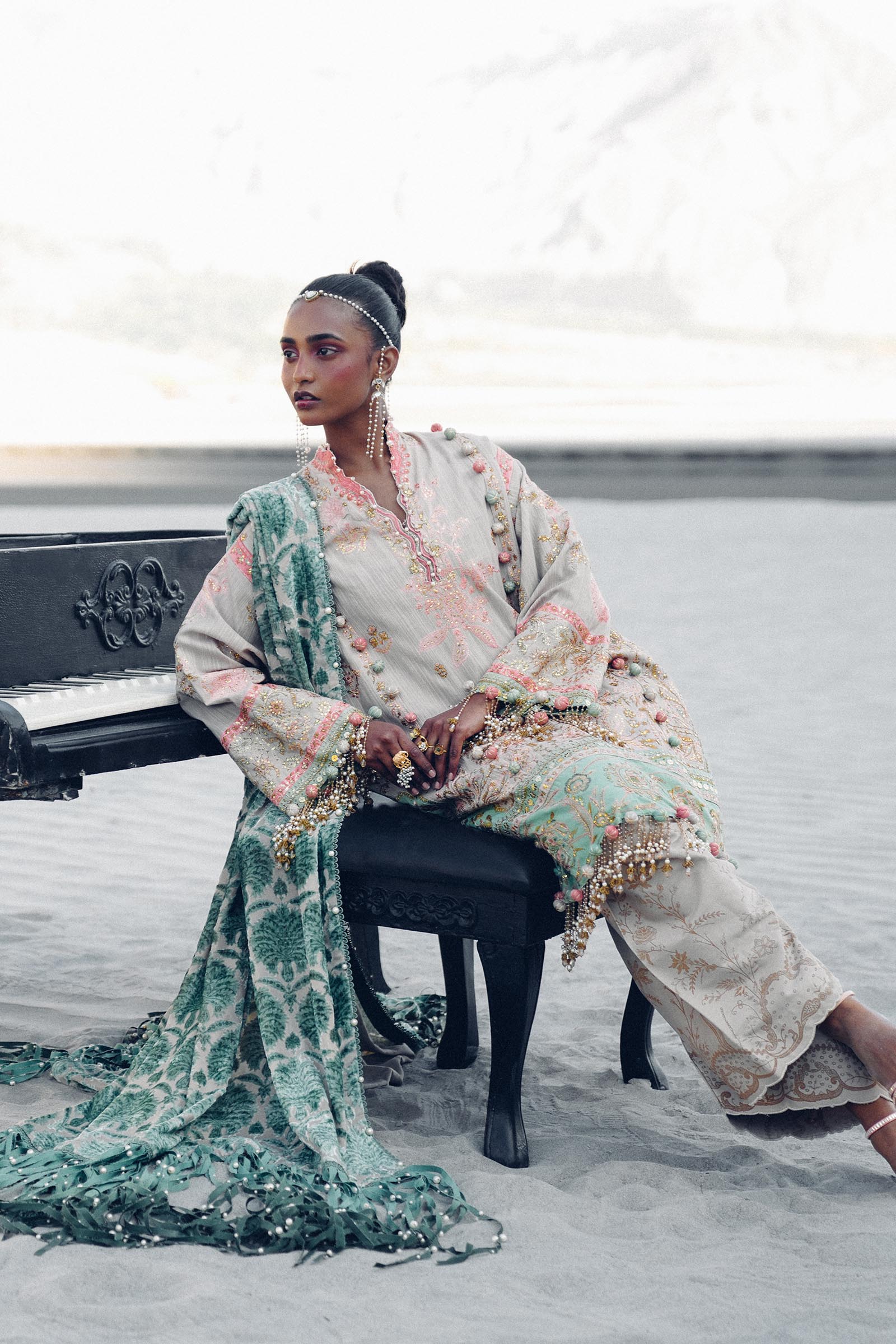 Sana Safinaz | Winter Shawl 24 | S241-001B-3CP - House Of Hania