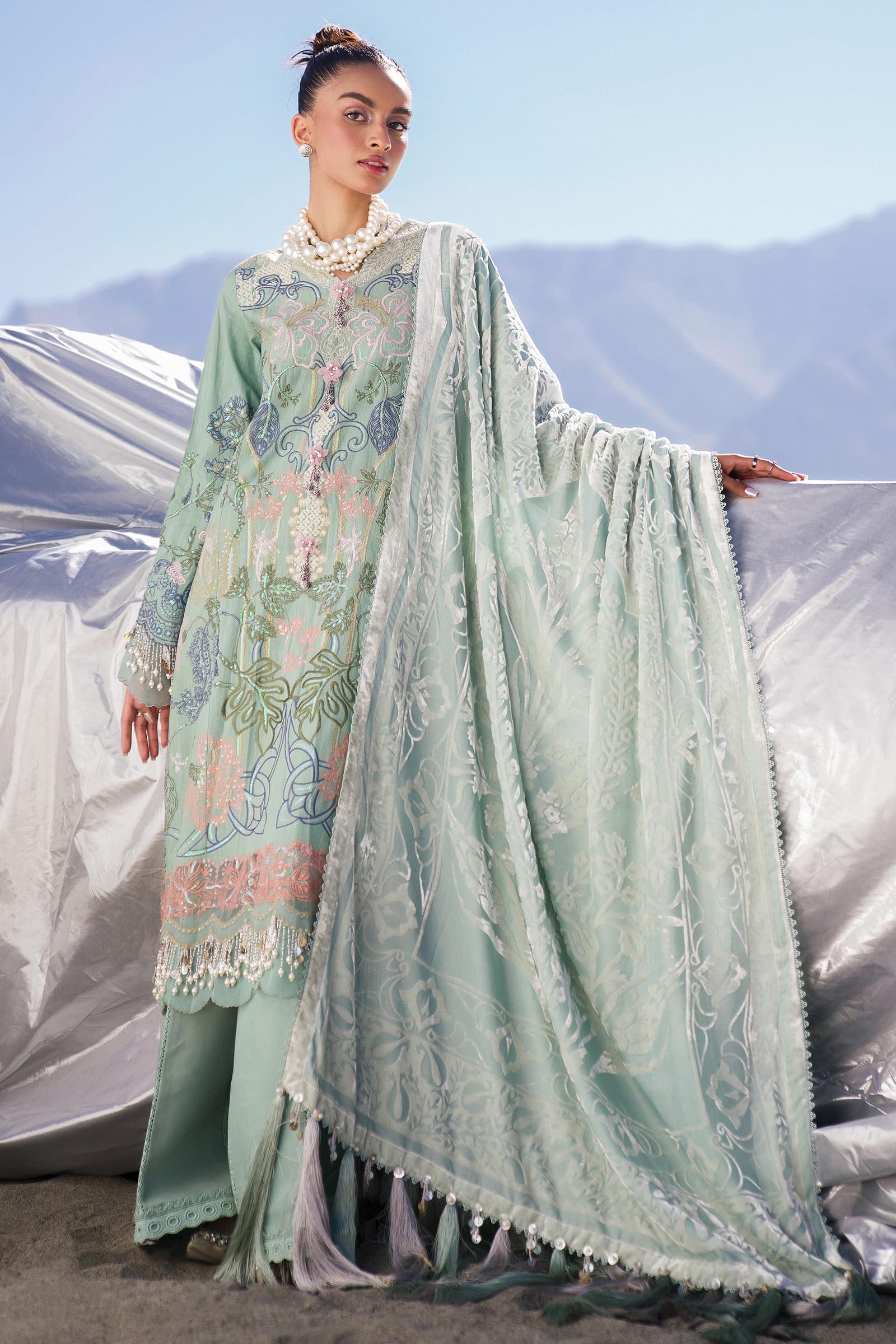 Sana Safinaz | Winter Shawl 24 | S241-005A-3CP - House Of Hania