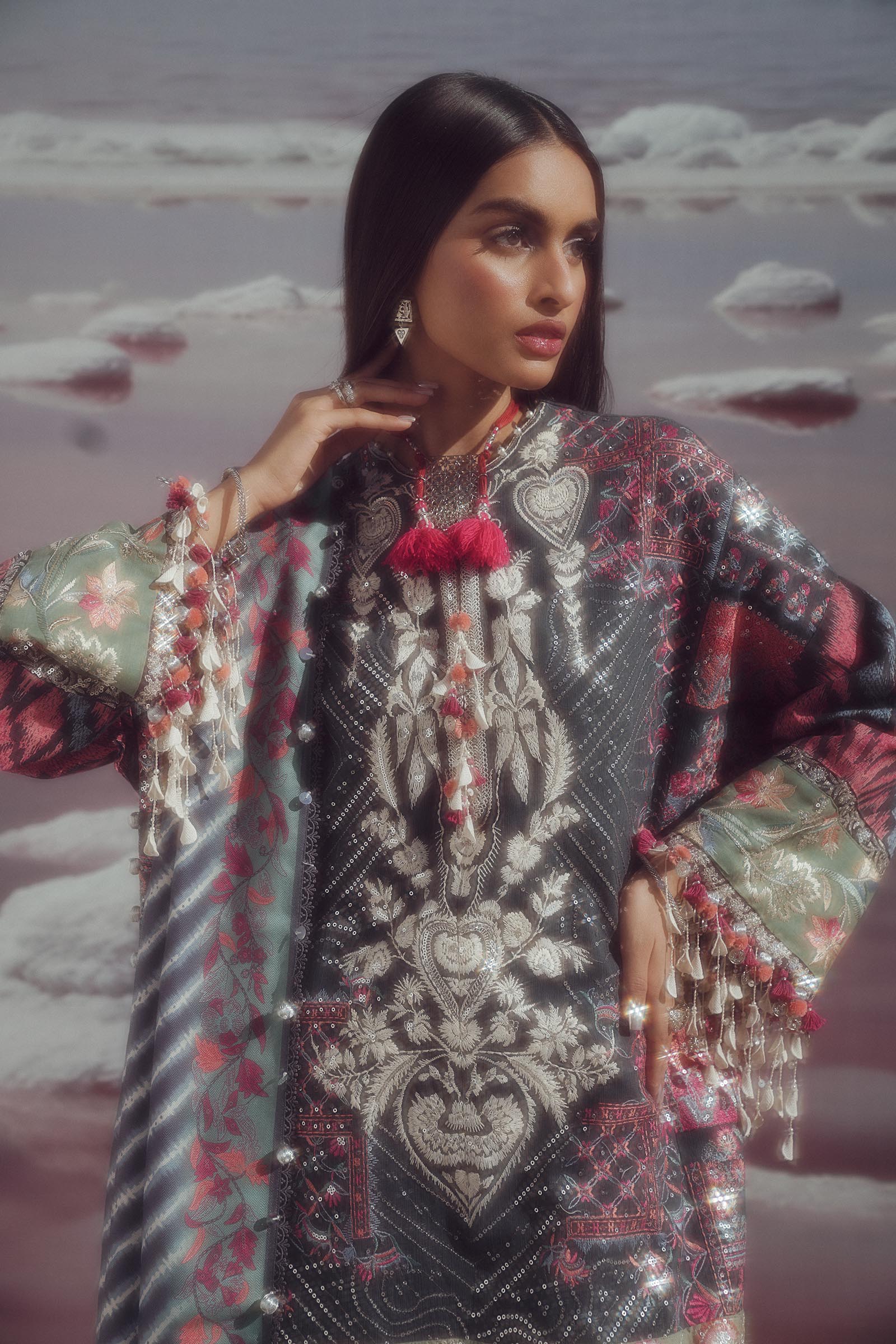 Sana Safinaz | Winter Shawl 24 | S241-007B-3CP - House Of Hania