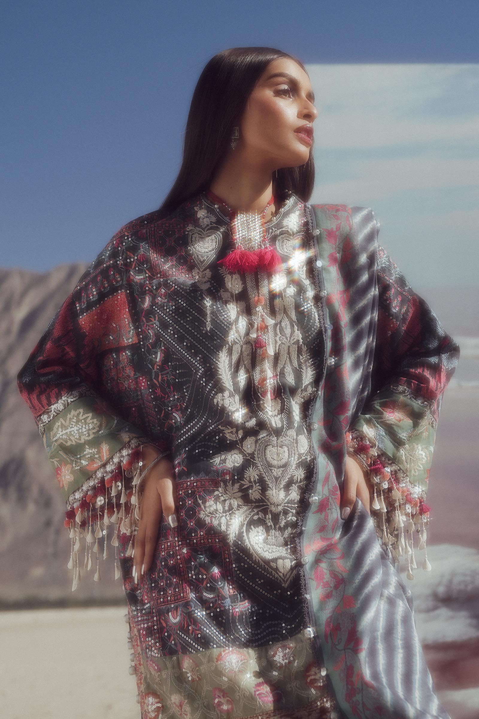 Sana Safinaz | Winter Shawl 24 | S241-007B-3CP - House Of Hania