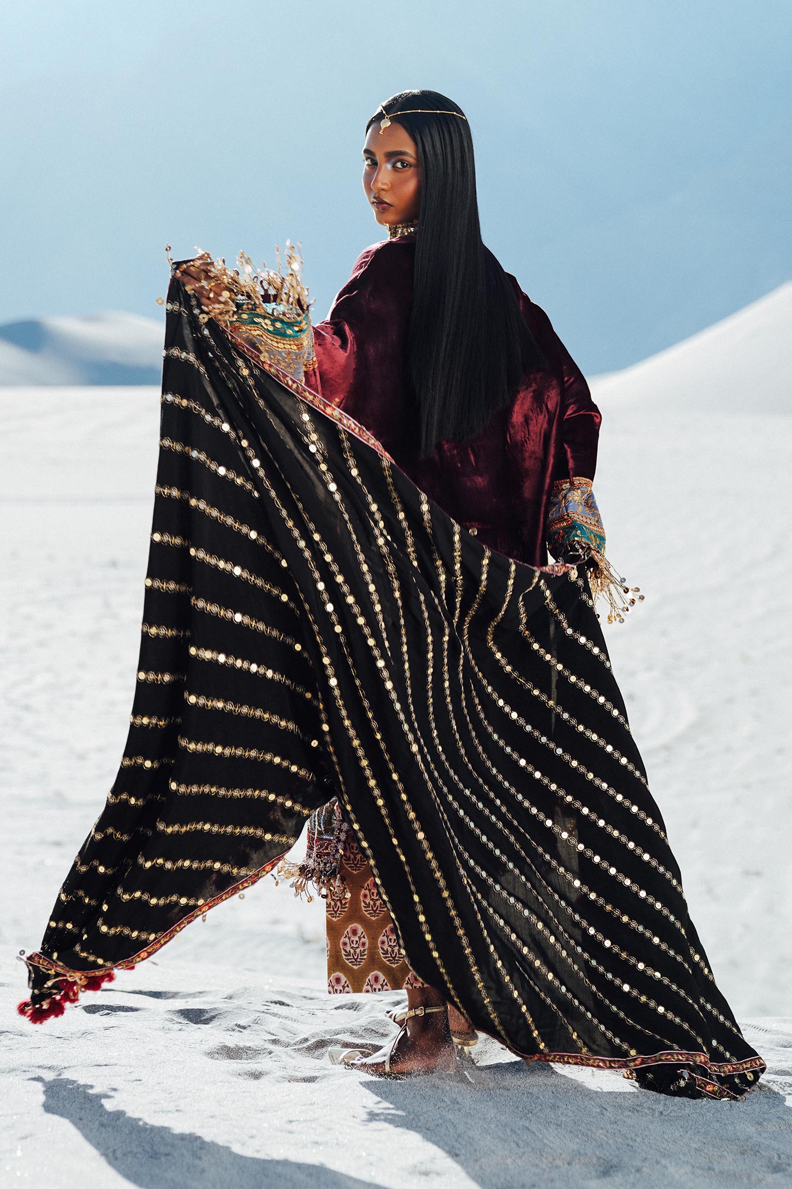 Sana Safinaz | Winter Shawl 24 | Velvet V241-002-3CP - House Of Hania