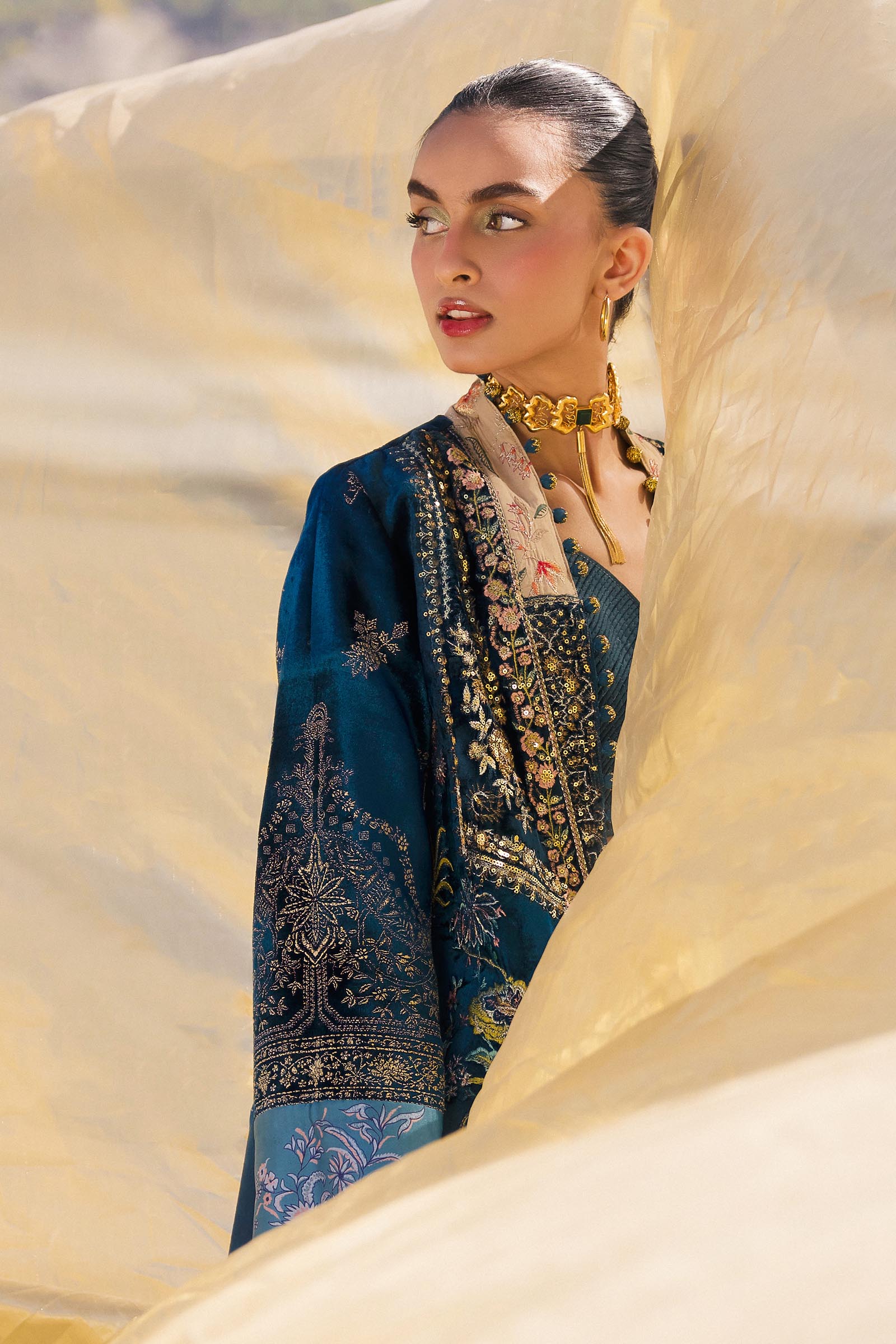 Sana Safinaz | Winter Shawl 24 | Velvet V241-003-3CP - House Of Hania
