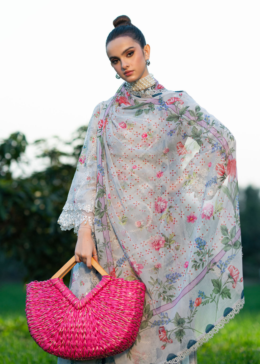 Sardinia | Printkari Lawn Edit 25 |  Silver Bush - House Of Hania