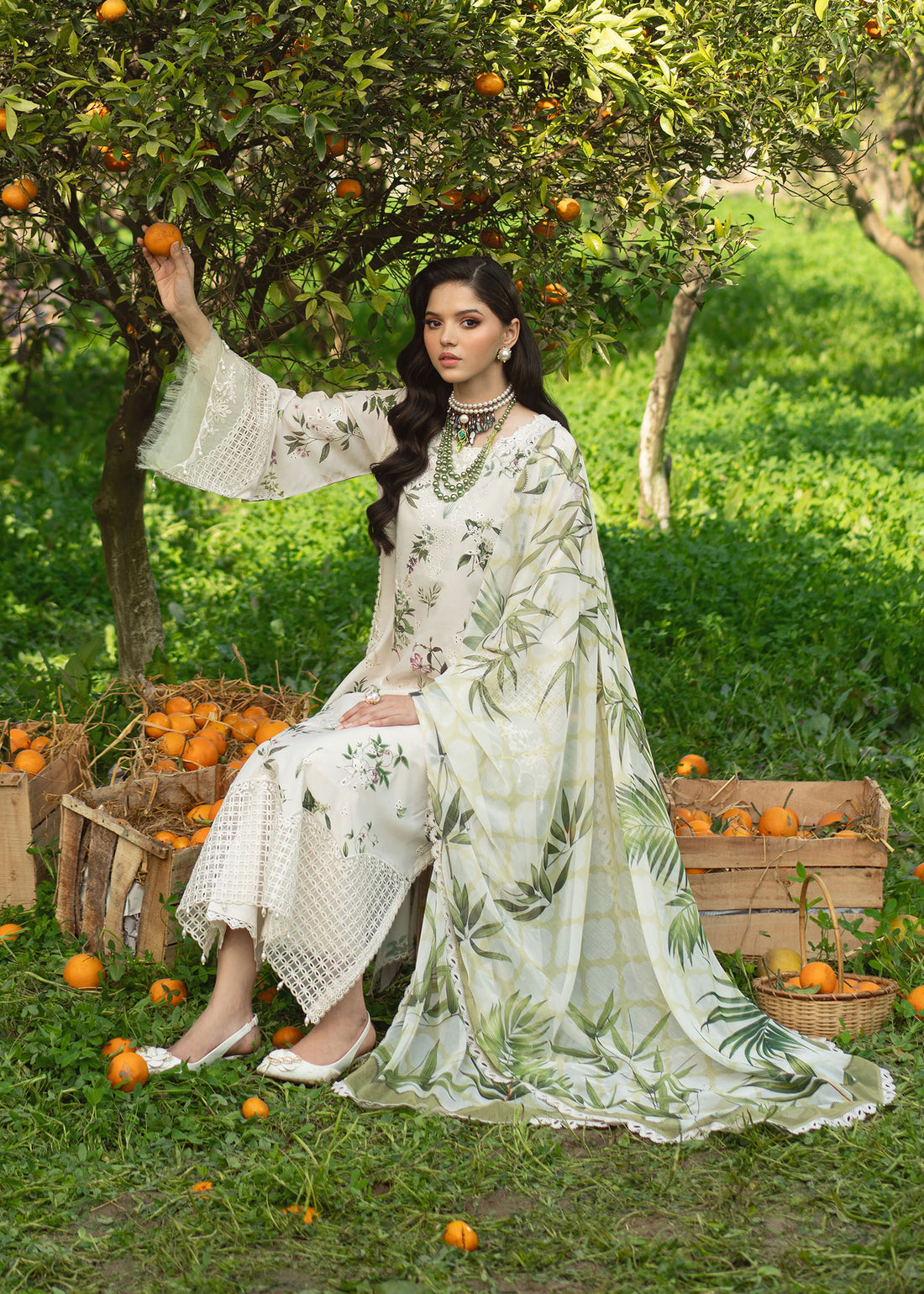 Sardinia | Printkari Lawn Edit 25 | White Tulip - House Of Hania