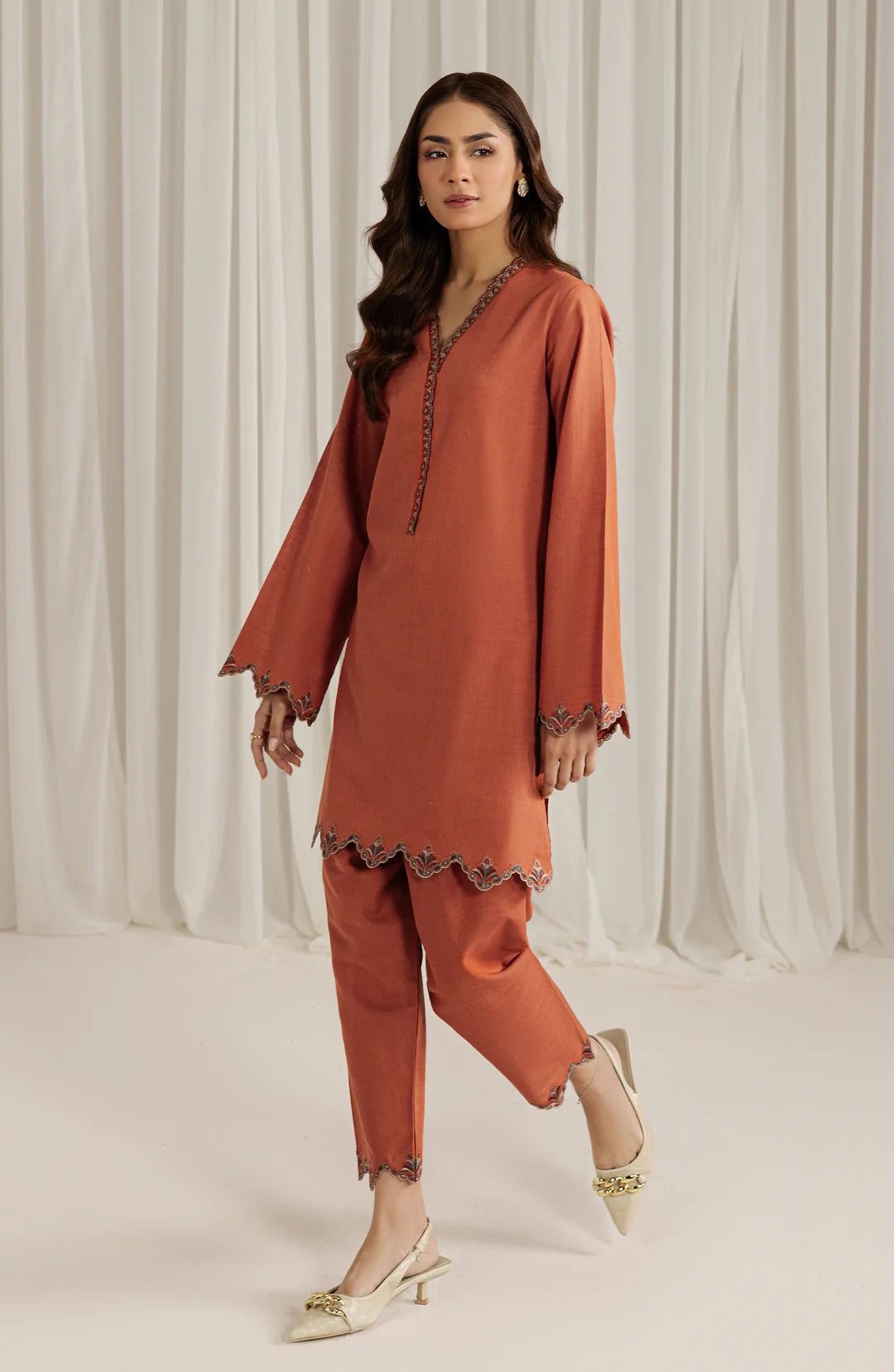 Seran | Winter Pret '25 | Coral | 2 pc - House Of Hania