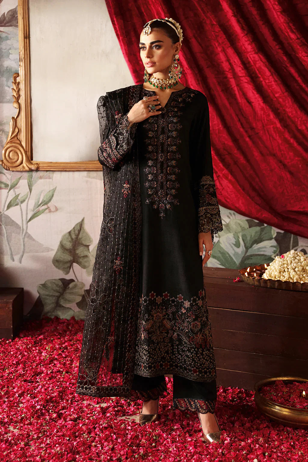 Shagna Premium Embroidered Raw Silk 3Pc Suit S-05 Zareen - House Of Hania
