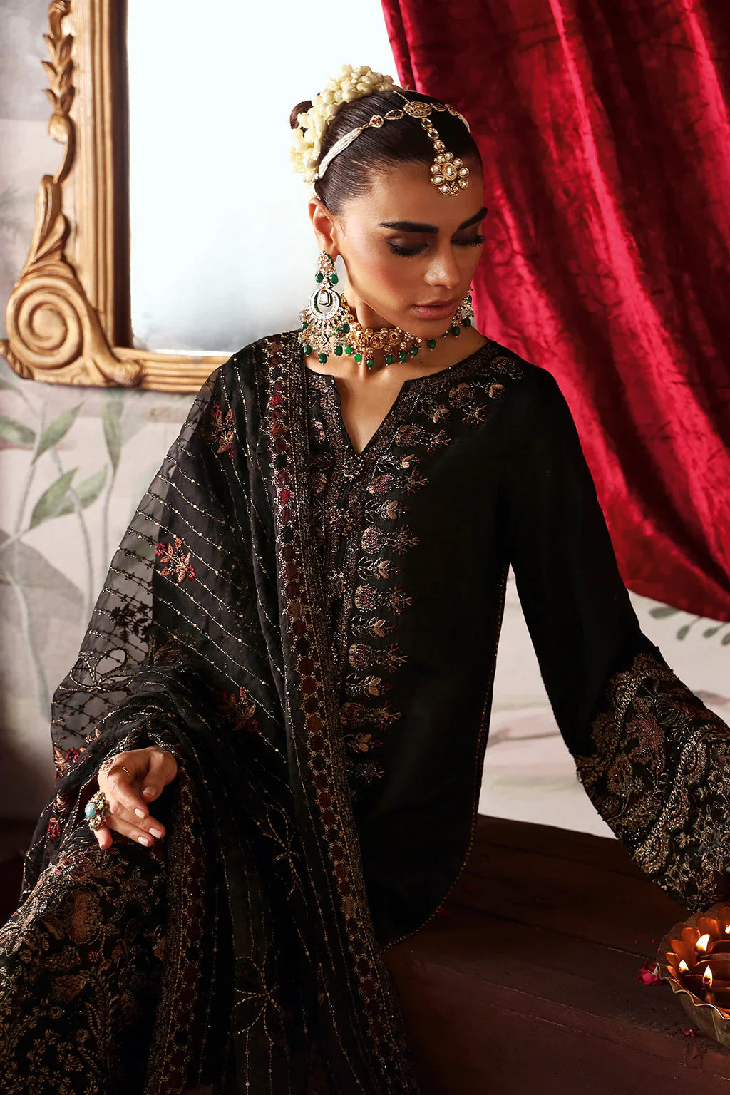 Shagna Premium Embroidered Raw Silk 3Pc Suit S-05 Zareen - House Of Hania
