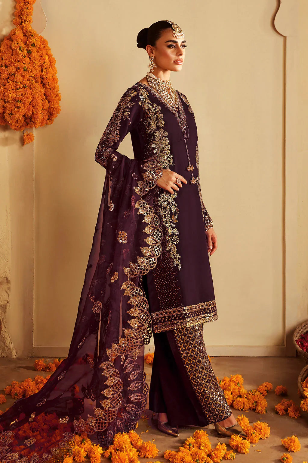Shagna Premium Embroidered Raw Silk 3Pc Suit S-06 Khusbhu - House Of Hania