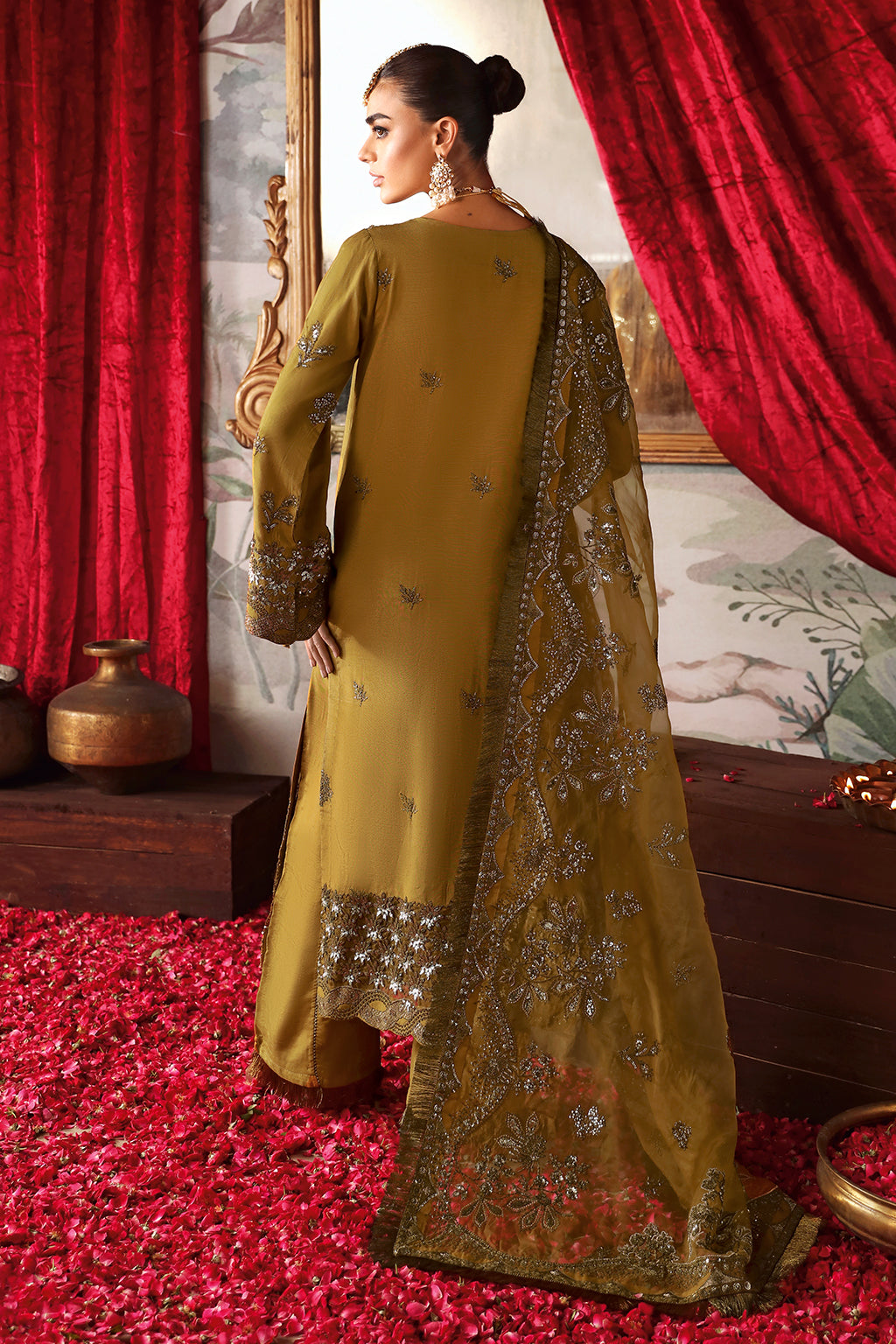Shagna Premium Embroidered Raw Silk 3Pc Suit S-07 Maya - House Of Hania