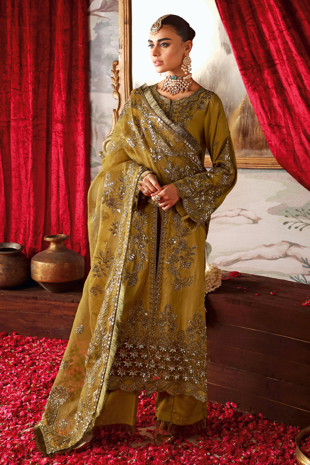 Shagna Premium Embroidered Raw Silk 3Pc Suit S-07 Maya - House Of Hania
