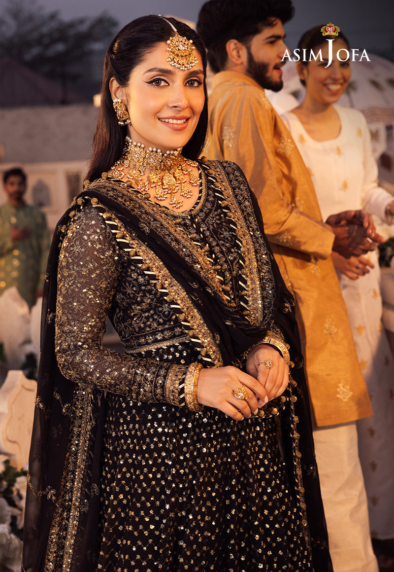 Shehnai by Asim Jofa Embroidered Chiffon 3Pc Suit AJSH-01 - House Of Hania