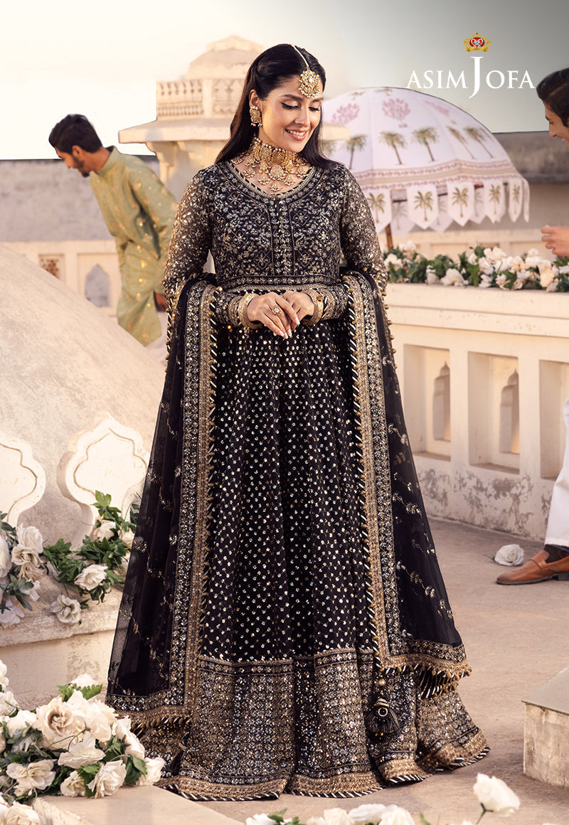 Shehnai by Asim Jofa Embroidered Chiffon 3Pc Suit AJSH-01 - House Of Hania
