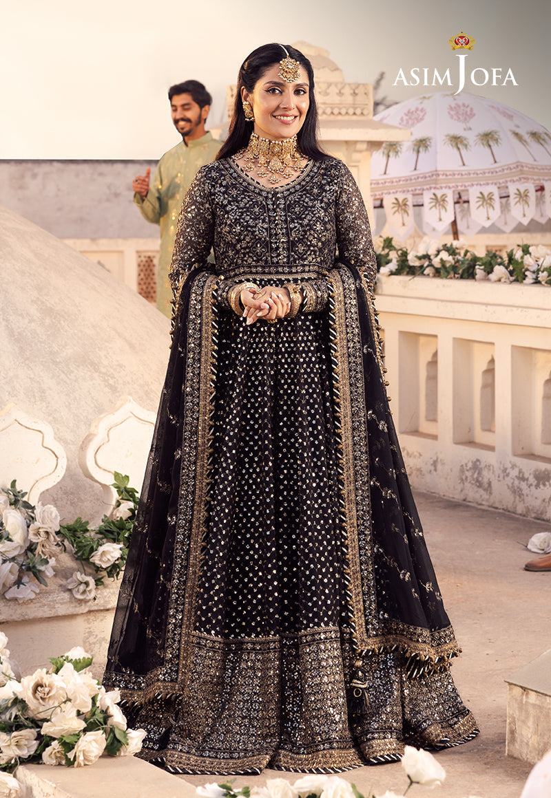 Shehnai by Asim Jofa Embroidered Chiffon 3Pc Suit AJSH-01 - House Of Hania