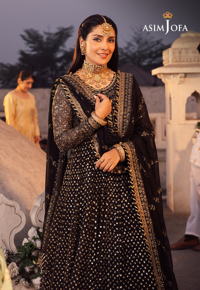 Shehnai by Asim Jofa Embroidered Chiffon 3Pc Suit AJSH-01 - House Of Hania