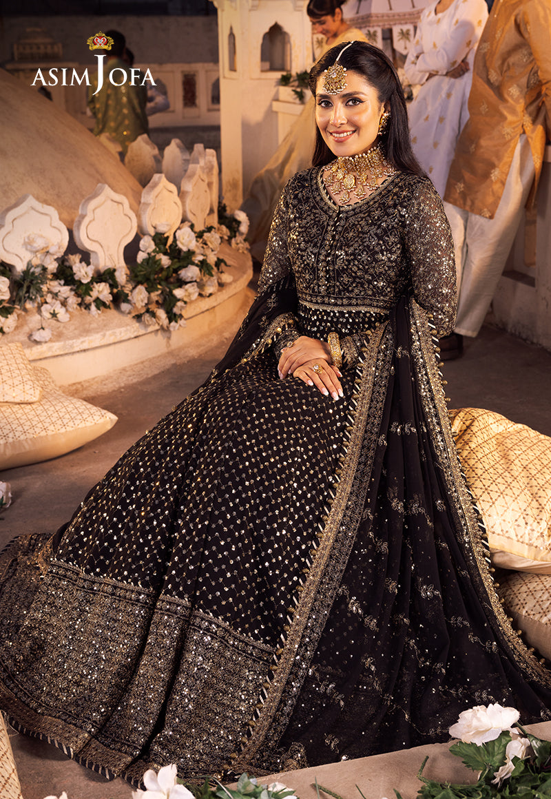 Shehnai by Asim Jofa Embroidered Chiffon 3Pc Suit AJSH-01 - House Of Hania
