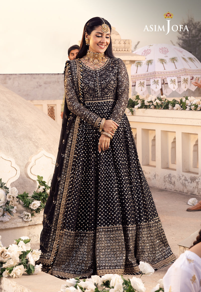 Shehnai by Asim Jofa Embroidered Chiffon 3Pc Suit AJSH-01 - House Of Hania