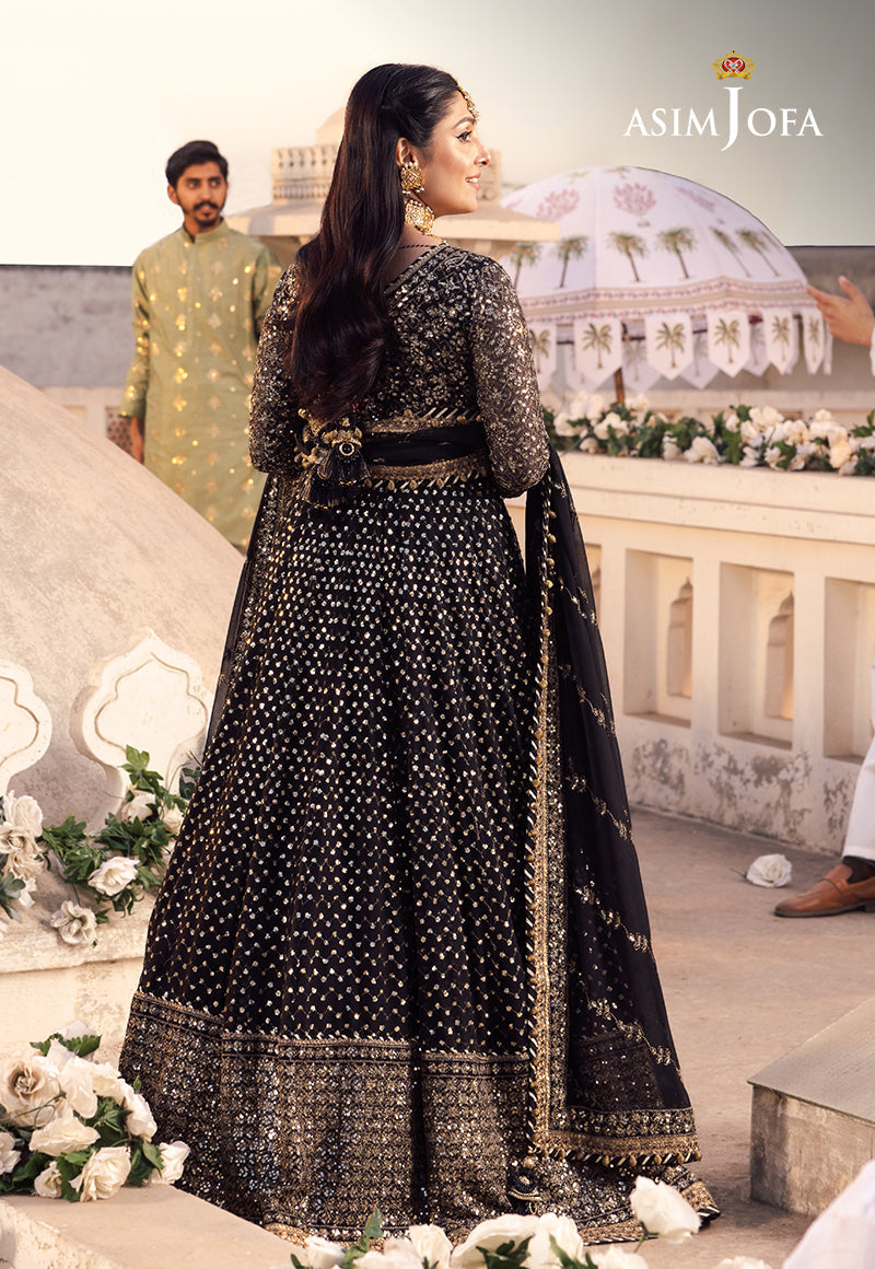 Shehnai by Asim Jofa Embroidered Chiffon 3Pc Suit AJSH-01 - House Of Hania