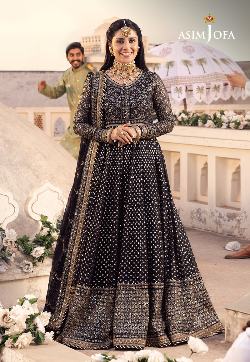 Shehnai by Asim Jofa Embroidered Chiffon 3Pc Suit AJSH-01 - House Of Hania