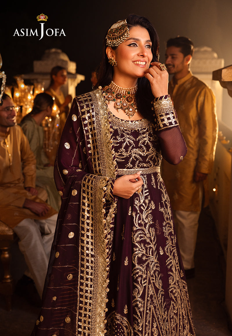 Shehnai by Asim Jofa Embroidered Chiffon 3Pc Suit AJSH-02 - House Of Hania