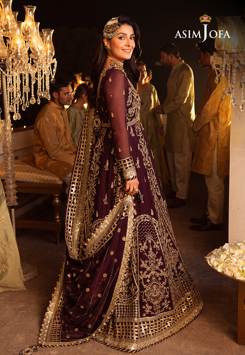 Shehnai by Asim Jofa Embroidered Chiffon 3Pc Suit AJSH-02 - House Of Hania