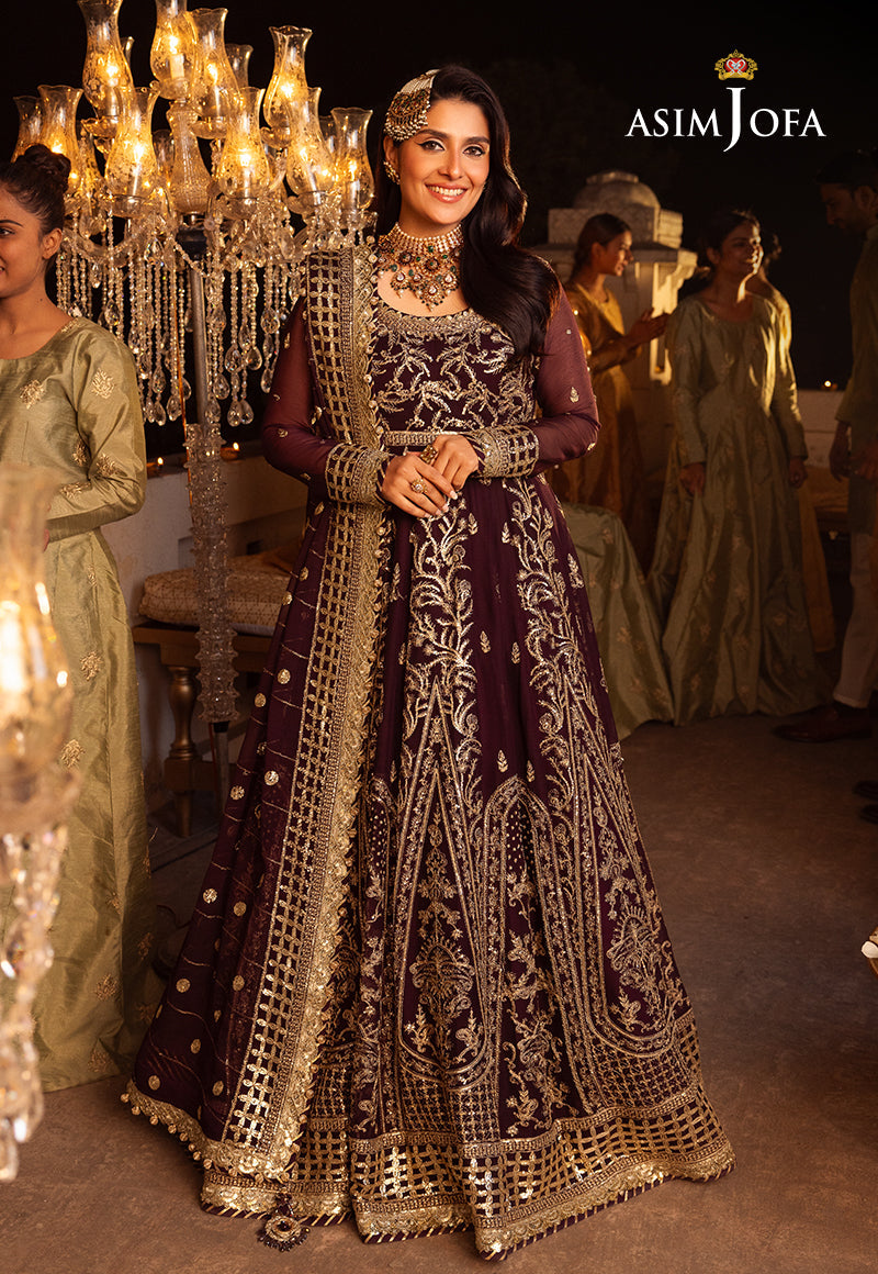 Shehnai by Asim Jofa Embroidered Chiffon 3Pc Suit AJSH-02 - House Of Hania