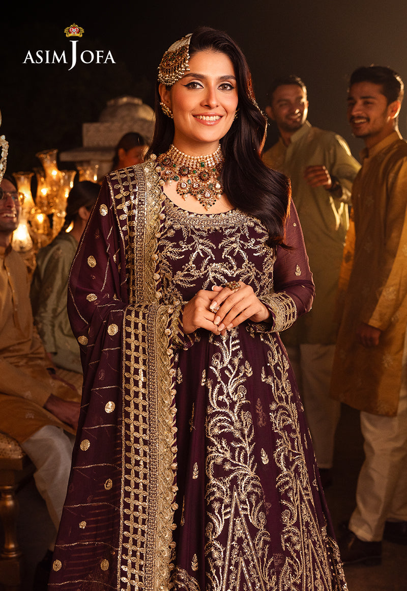 Shehnai by Asim Jofa Embroidered Chiffon 3Pc Suit AJSH-02 - House Of Hania