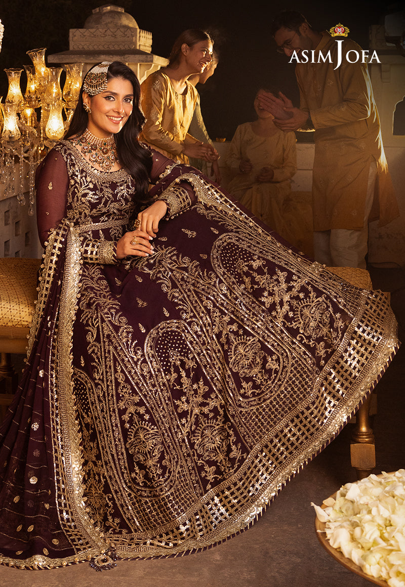 Shehnai by Asim Jofa Embroidered Chiffon 3Pc Suit AJSH-02 - House Of Hania