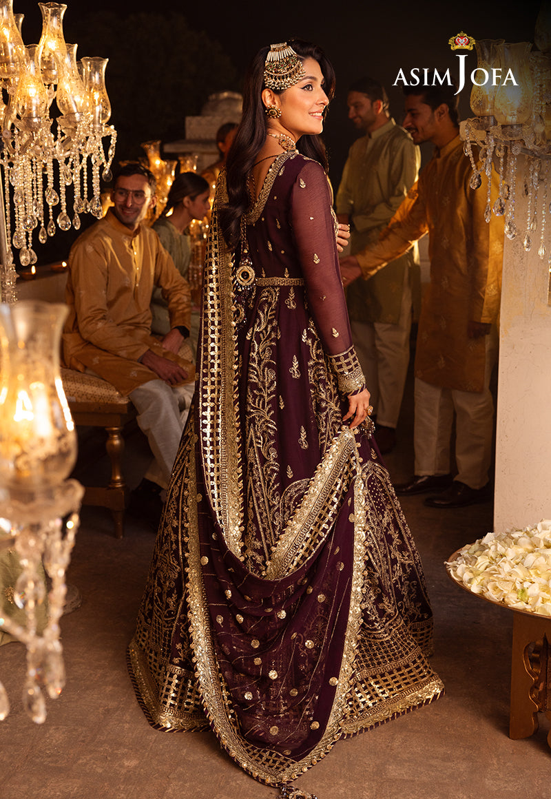 Shehnai by Asim Jofa Embroidered Chiffon 3Pc Suit AJSH-02 - House Of Hania