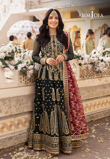Shehnai by Asim Jofa Embroidered Chiffon 3Pc Suit AJSH-11 - House Of Hania