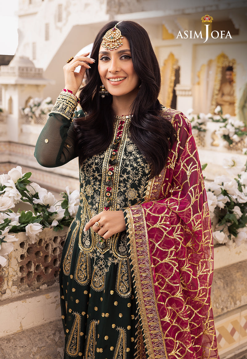 Shehnai by Asim Jofa Embroidered Chiffon 3Pc Suit AJSH-11 - House Of Hania