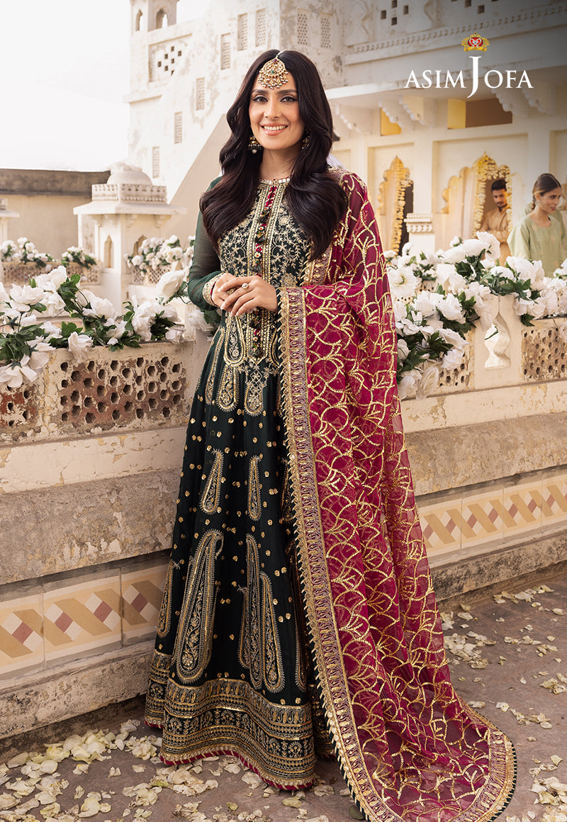 Shehnai by Asim Jofa Embroidered Chiffon 3Pc Suit AJSH-11 - House Of Hania