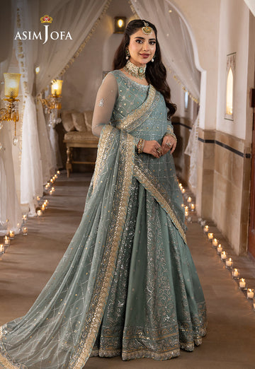 Shehnai by Asim Jofa Embroidered Chiffon 3Pc Suit AJSH-14 - House Of Hania