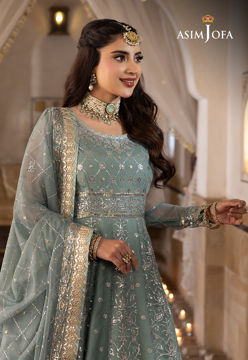 Shehnai by Asim Jofa Embroidered Chiffon 3Pc Suit AJSH-14 - House Of Hania