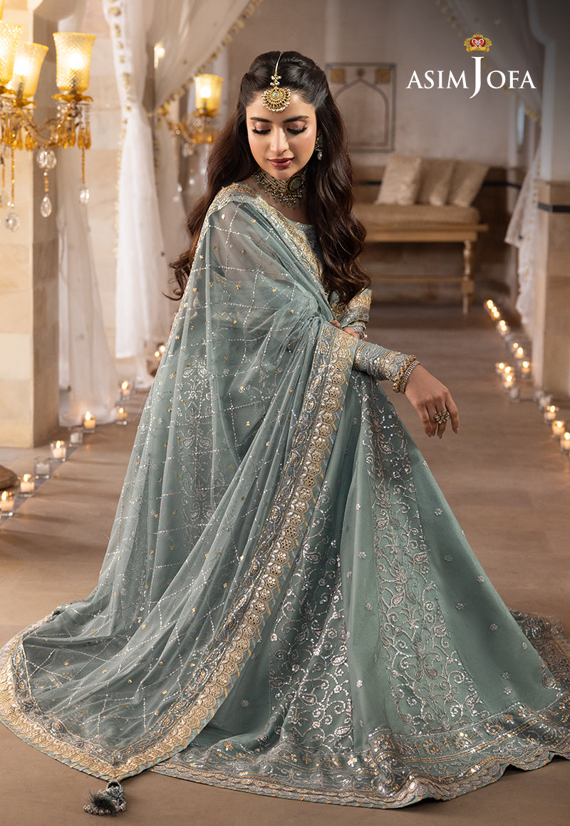 Shehnai by Asim Jofa Embroidered Chiffon 3Pc Suit AJSH-14 - House Of Hania