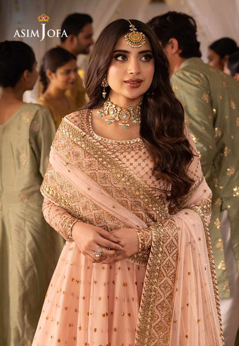 Shehnai by Asim Jofa Embroidered Chiffon 3Pc Suit AJSH-15 - House Of Hania